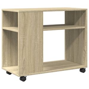 vidaXL Stranska mizica s kolesi sonoma hrast 70x35x60 cm inžen. les