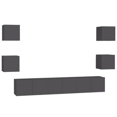 vidaXL Komplet TV omaric 7-delni siva iverna plošča