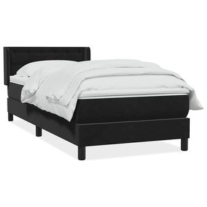 vidaXL Box spring postelja z vzmetnico črna 90x210 cm žamet