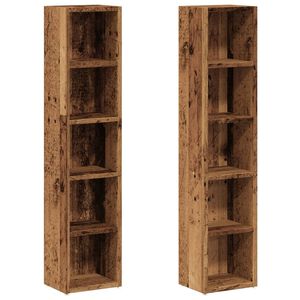 vidaXL Omarica za CD plo&scaron;če 2 kosa star les 21x16x93,5 cm inž. les