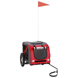 vidaXL Kolesarska prikolica za hi&scaron;ne ljubljenčke rdeča in siva