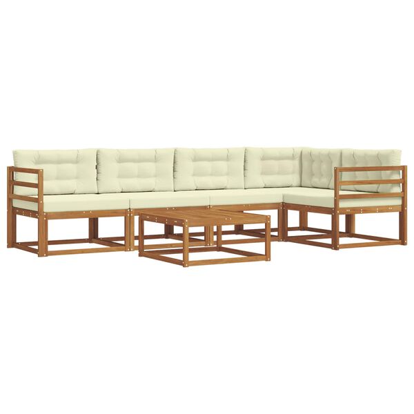 vidaXL Zunanja garnitura za sedenje z blazino 6 pcs Naravna in smetana