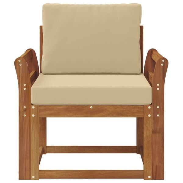 vidaXL Zunanji kavč Masivno akacijevo les in poliester Naravna