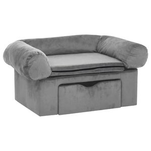 vidaXL Pasji kavč s predalom siv 75x50x38 cm pli&scaron;