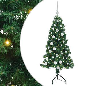 vidaXL Kotično umetno božično drevo Zelena 150 cm PVC in kovina