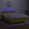 vidaXL Box spring postelja z vzmetnico LED zelena 140x200 cm blago