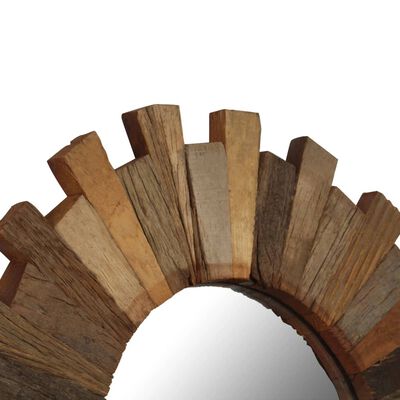vidaXL Stensko ogledalo iz trdnega predelanega lesa 70 cm