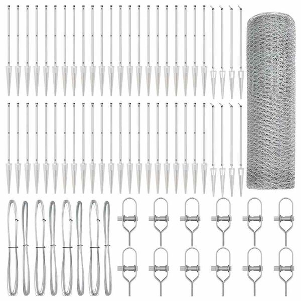 vidaXL Steber ograje. srebrna 100 x 0,5 m (25 mm mreža) Jeklo