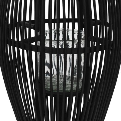 vidaXL Viseča laterna za svečo iz bambusa 95 cm črna