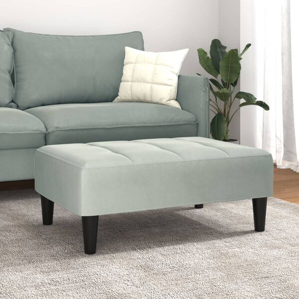 vidaXL Stolček za noge svetlo siv 77x55x31 cm žamet