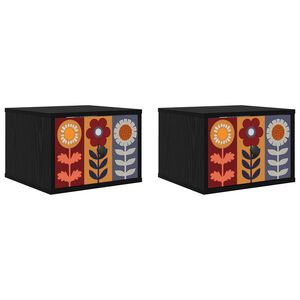 vidaXL Stenska nočna omarica ESSEN 2 kos Črni hrast 36 x 33 x 25 cm