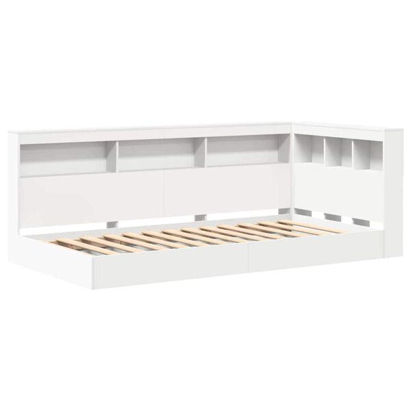 vidaXL Polica postelja z vzglavjem Bela 100 x 200 cm Konstruiran les