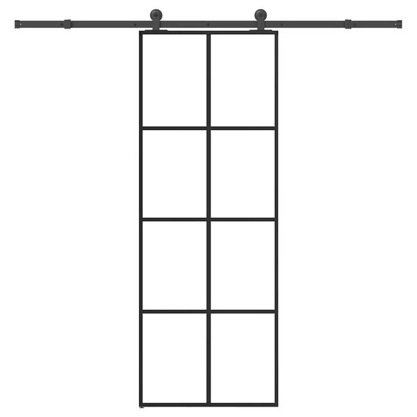 vidaXL Drsna vrata z opremo 76x205 cm ESG steklo in aluminij