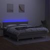 vidaXL Box spring postelja z vzmetnico LED sv. siva 180x200 cm blago