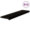 vidaXL Podloge za stopnice 12 kosov rjavo-črne 100x25x2 cm trdna hrastovina
