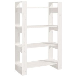 vidaXL Knjižna omara/pregrada bela 80x35x125 cm trdna borovina