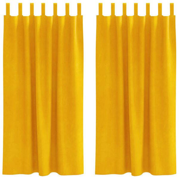 vidaXL Zatemnitvene zavese 2 pcs Gorčična rumena 140 x 175 cm Žamet