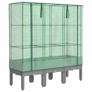 vidaXL Visoka greda s prevleko za rastlinjak videz ratana 120x40x140cm
