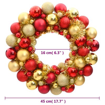 vidaXL Božični venček rdeč in zlat 45 cm polistiren