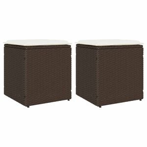 vidaXL Vrtni stolčki z blazinami 2 kosa Rjava 40x40x43 cm Poly Rattan
