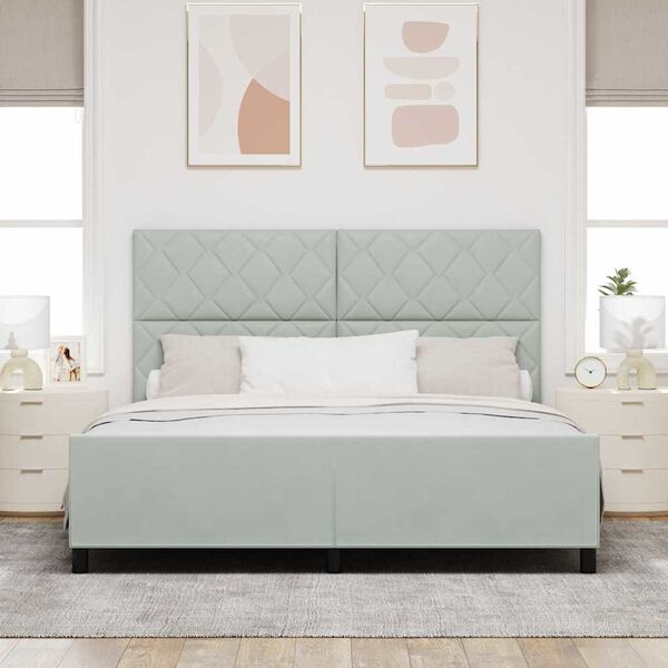 vidaXL Postelja z vzmetnico z vzglavjem Svetlo siva 180 x 200 cm Žamet