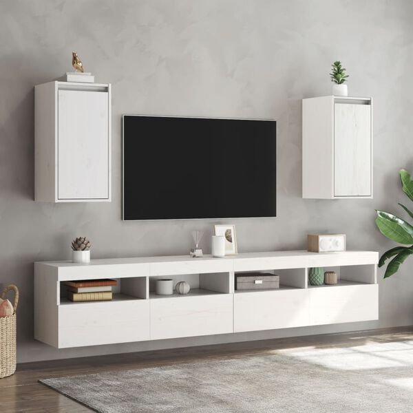 vidaXL Stenska omarica 2 kosa bela 30x30x60 cm trdna borovina