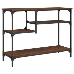 vidaXL Konzolna mizica s policami rjavi hrast 100x35x75 cm