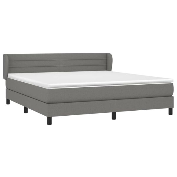 vidaXL Box spring postelja z vzmetnico temno siva 160x200 cm blago