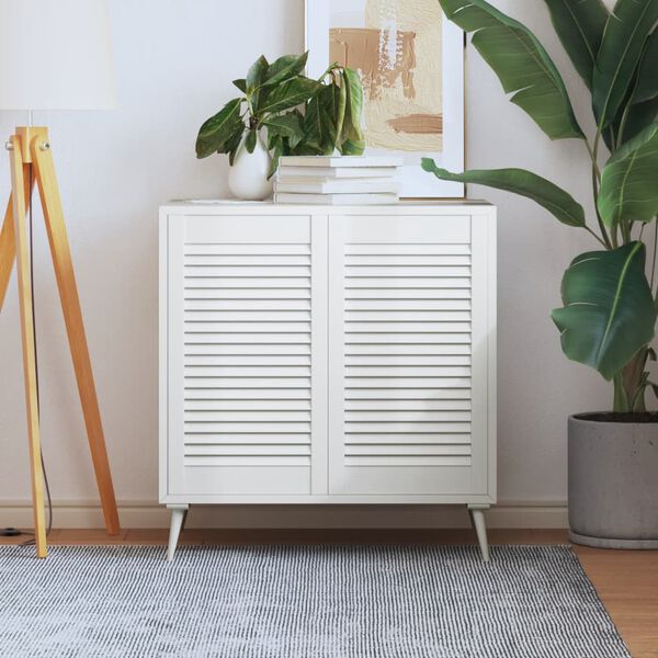 vidaXL Vrata za omarico z letvicami 2 kosa bela 69x39,4 cm borovina