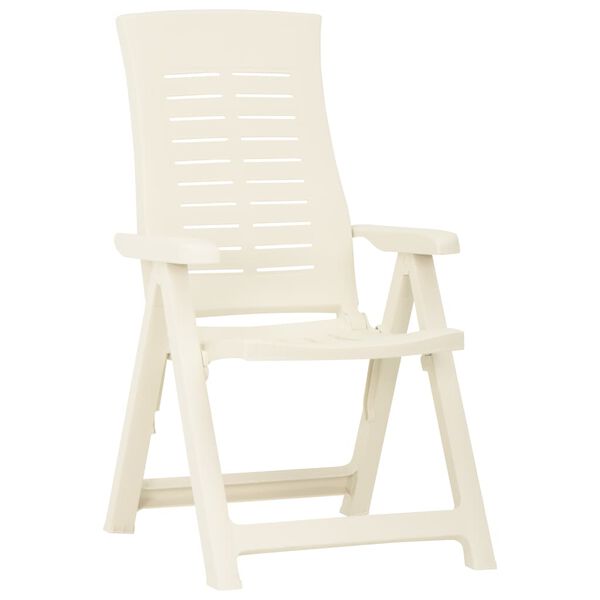 vidaXL Nastavljivi vrtni stoli 2 kosa plastika bele barve