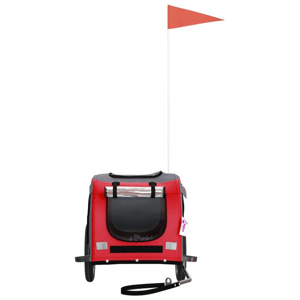 vidaXL Kolesarska prikolica za hišne ljubljenčke rdeča in siva