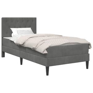 vidaXL Posteljni okvir z vzmetnico Temno siva 90 x 190 cm Žamet