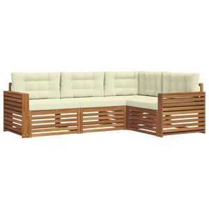 vidaXL Zunanja garnitura za sedenje z blazino 4 pcs Naravna in smetana