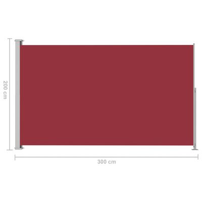 vidaXL Zložljiva stranska tenda za teraso 200x300 cm rdeča