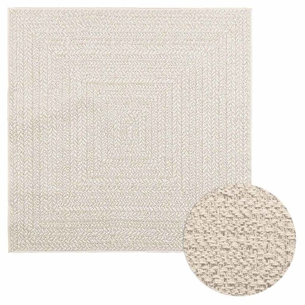 vidaXL Rug "ZIZUR" Cream 120x120 cm Juta videz Notranje in zunanje