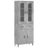 vidaXL Visoka komoda betonsko siva 69,5x34x180 cm inženirski les