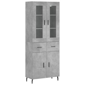 vidaXL Visoka komoda betonsko siva 69,5x34x180 cm inženirski les