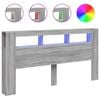 vidaXL LED posteljno vzglavje siva sonoma 200x18,5x103,5 cm inž. les