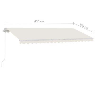 vidaXL Prostostoječa ročno zložljiva tenda 450x300 cm krem