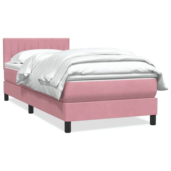 vidaXL Box Spring postelja z vzmetnico Pink 100x220 cm Velvet