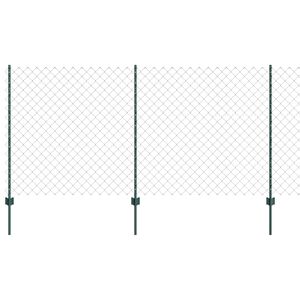 vidaXL Verižna ograja s stebrom 25 x 1,2 m Jeklo s PVC premazom Zelena