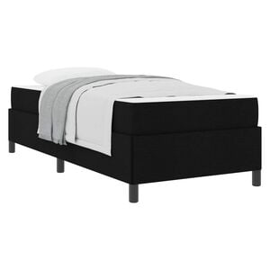 vidaXL Postelja z vzmetnico Črna 80 x 200 cm blago