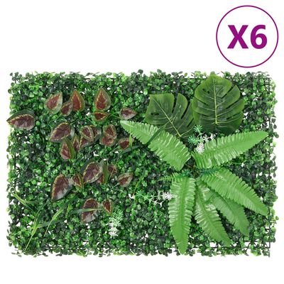  vidaXL Ograja iz umetnih rastlin 6 kosov zelena 40x60 cm