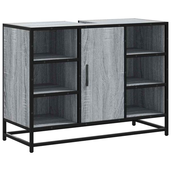 vidaXL Kopalni&scaron;ka omarica za umivalnik siva sonoma 80x33x60cm inž. les