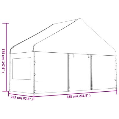 vidaXL Paviljon s streho bel 5,88x2,23x3,75 m polietilen