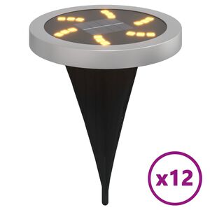 vidaXL Solarne talne svetilke s konicami zunanje 12 kosov toplo bele