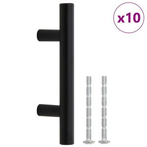 vidaXL Ročaji za omarico 10 kosov črni razdalja med luknjami 64 mm skupna dolžina 100 mm nerjaveče jeklo