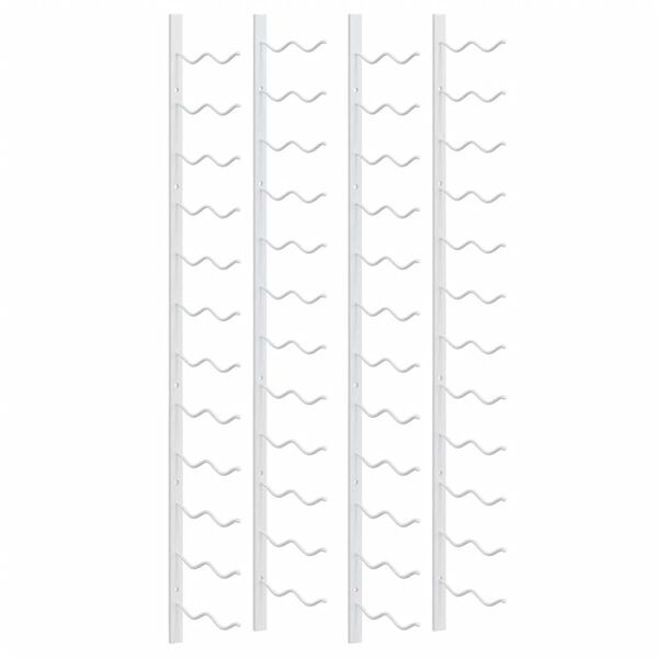 vidaXL Stensko stojalo za vino za 24 steklenic 2 kosa belo železo