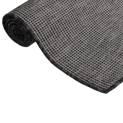 vidaXL Zunanja preproga ploščato tkanje 80x150 cm siva