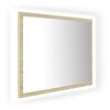 vidaXL LED kopalni&scaron;ko ogledalo sonoma hrast 60x8,5x37 cm akril